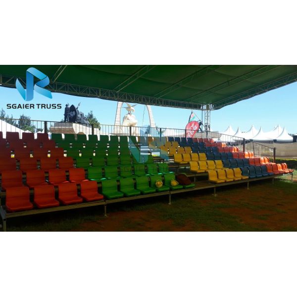 Football Sports Stadium Seats with Backrest railing On Concrete Platform