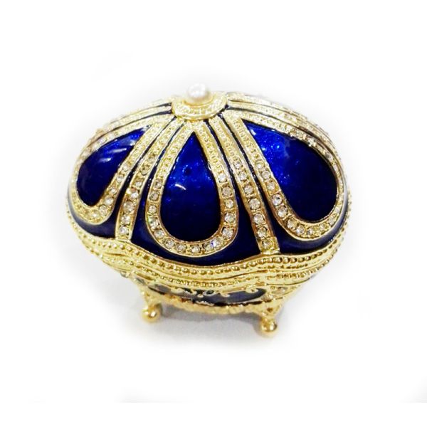 Handicraft faberge egg metal jewelry box Faberge Egg Trinket Jewelry Box with a Pearl Estee Egg Jewelry trinket box