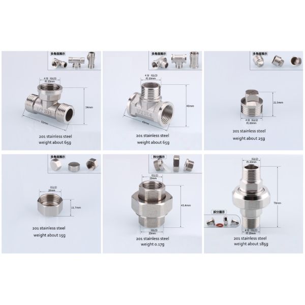 Size 10mm Stainless Steel Pipe Fittings 201 Threaded T Pipe Fitting