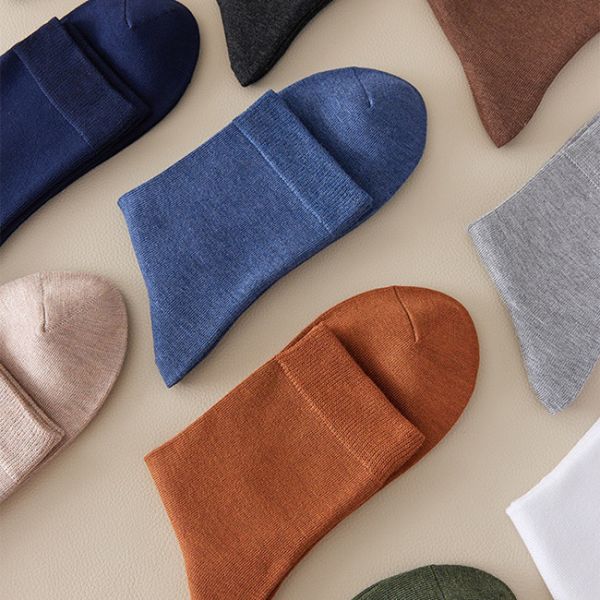 Custom Logo Comfortable Solid Color Crew Socks Neutral Bamboo Fiber Socks