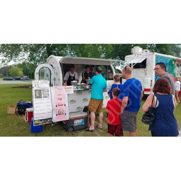 Outdoor Burger Factory Catering Mobile Fast Food Trailer With Stainless Steel Kitchen