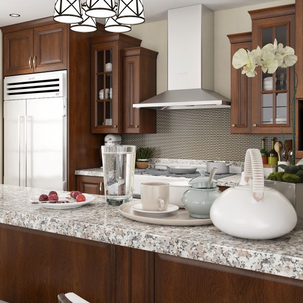 Kitchen cabinet installation with sink and faucet