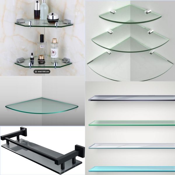 Custom Cut Tempered Glass Shelves Clear Ultra Clear Frosted Glass Bathroom Shelf For Display Shelf Holder