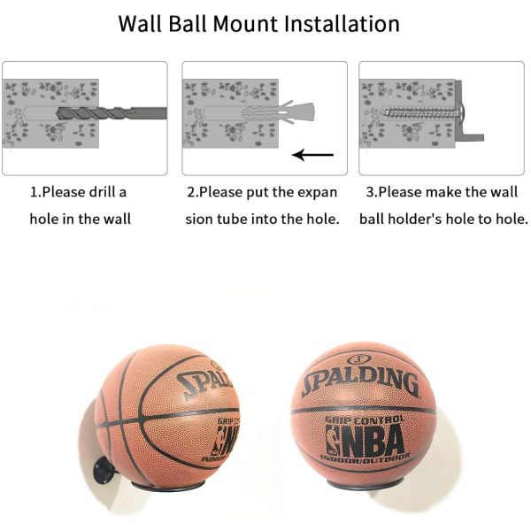 Carbon steel Metal Ball Holder Wall Mount for Basketball Football Volleyball Soccer