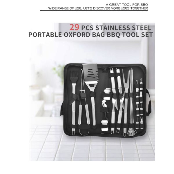 Outdoor Camping Accessories Portable BBQ Tools Set with Customized Logo and Carry Bag