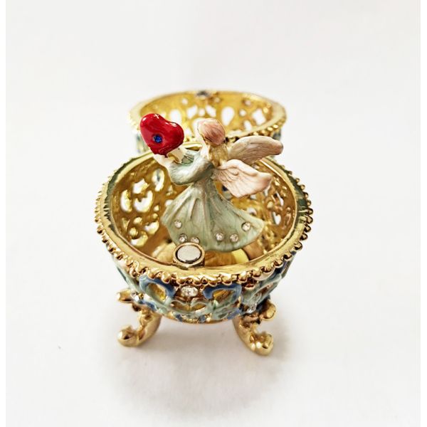 Vintage Style Hand Painted Easter Egg Jewerly Trinket Box Love Angel Jewelry Box Faberge Egg Jewerly Trinket Box