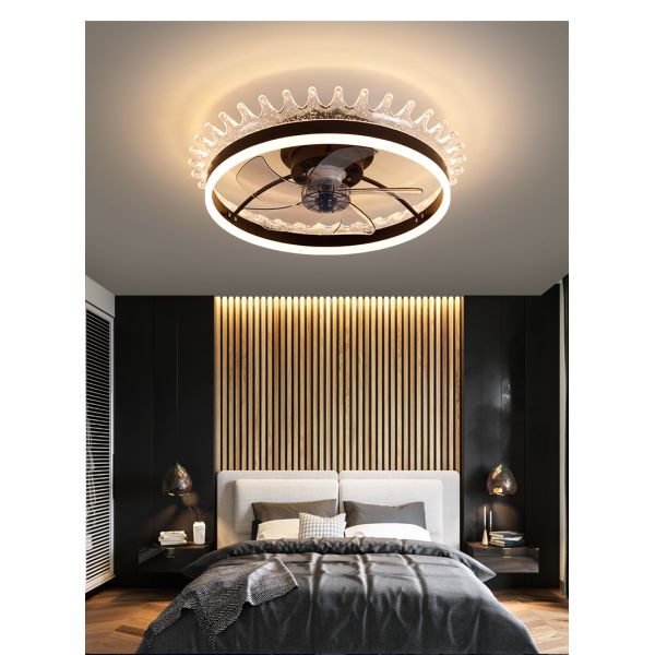 30W Modern Crown Ceiling Lights Fans Lamp LED Remote Control Changeable Adjustable Indoor Home Decor Living Dining Room