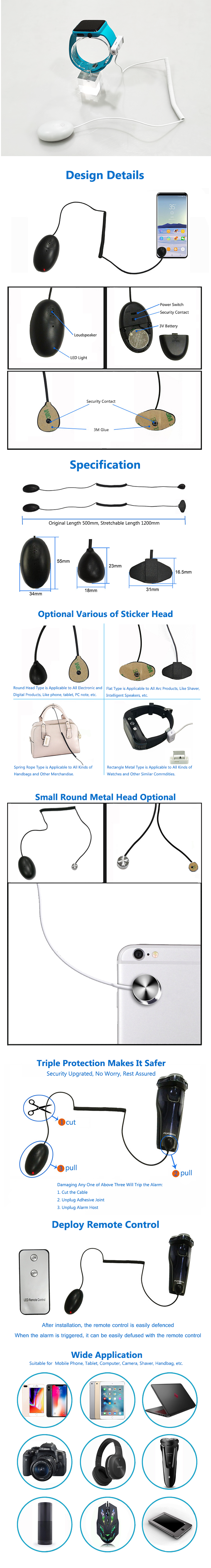 Mini Alarm Sensor Plastic ABS Anti Theft Tablet Stand