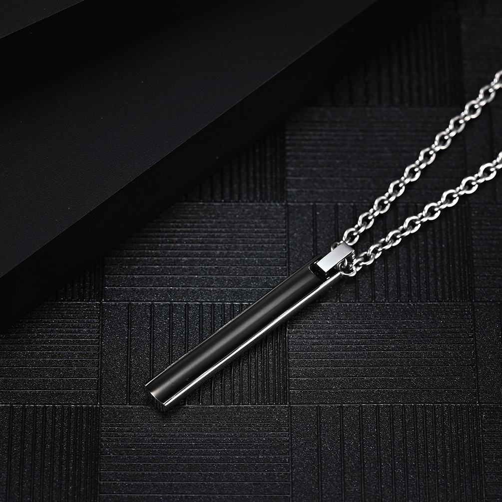 Long Dagger Pencil Pendant Necklace for Men Black Stainless Steel Cross Necklace