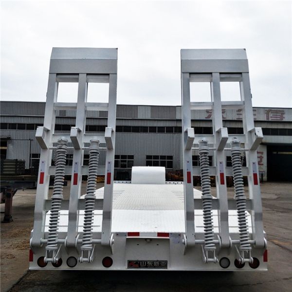 Steel Material Tri - Axle Low Bed Semi Trailer / Flat Bed Semi Trailer