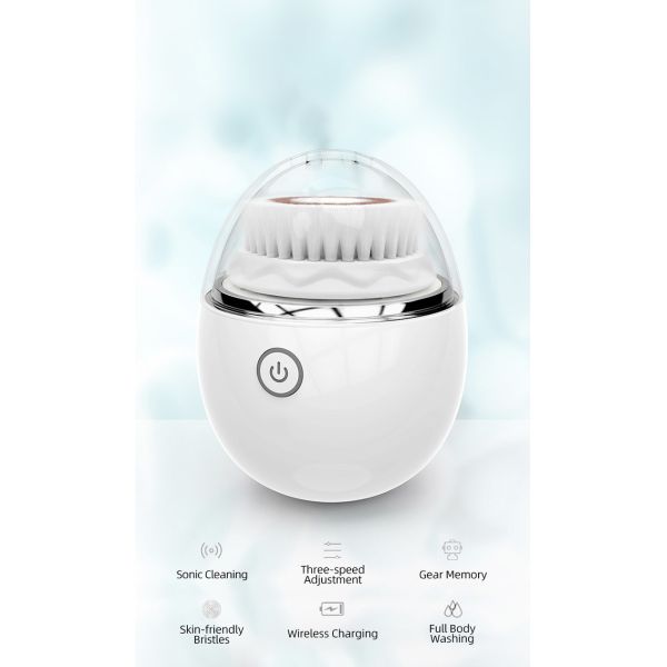 Wireless Charging IPX6 250mAh Sonic Silicone Facial Cleansing Brush