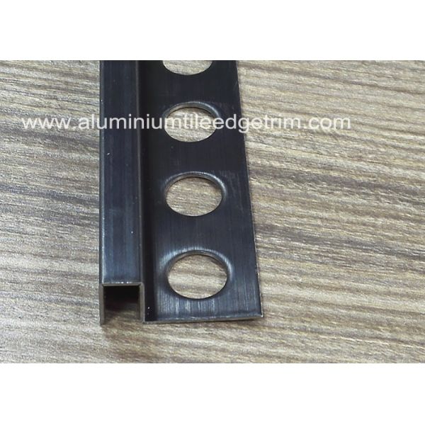 Brushed Stainless Steel Tile Trim Edging Black Square Shape 10mm For Corner Joint