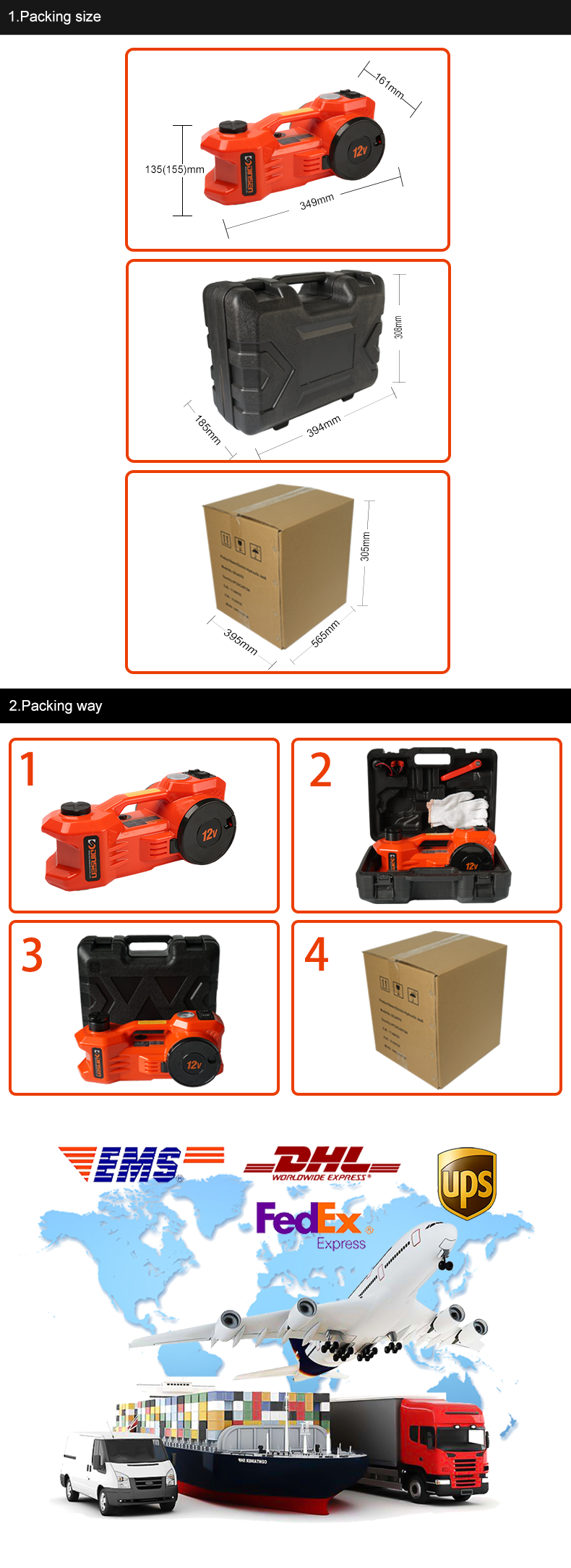 Portable Dc12v Tyre Inflating 2 In 1 Function Electric Hydraulic Car Jacks