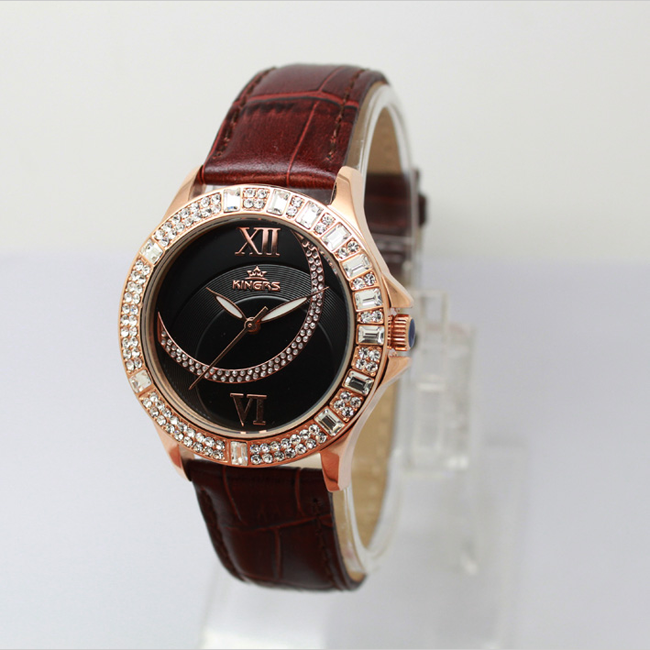 34.5mm Diamond Women Jewelry Watch Round Water Resistant 3 Hands