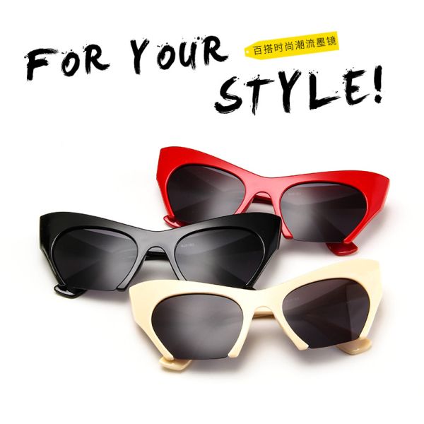 Trendy Fashion Half Frame Cat Eye Women Plastic Hot Sale Sunglasses BSCI