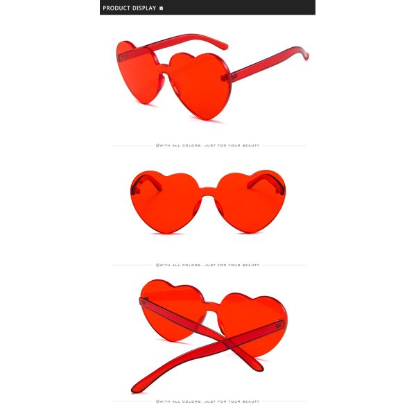 BSCI Love Heart Shaped Sunglasses Clear Jelly Color For Women Lady