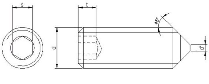 M4 Hexagon Socket Grub Screws Cone Point Galvanized Steel Fastener