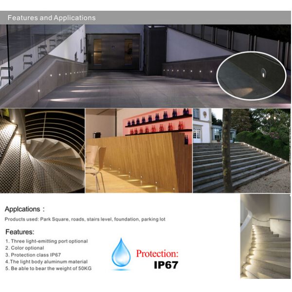 IP67 1W Mini LED Buried Light Embedded LED corner lamps Step light outdoor lighting