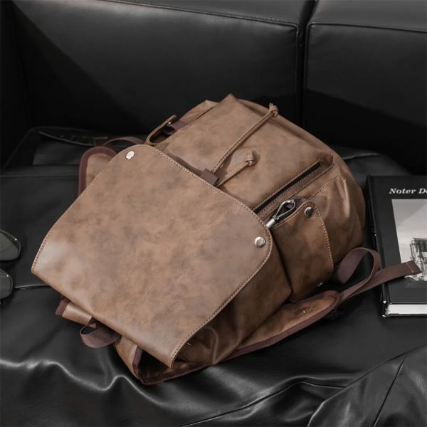 Leather Business Laptop Backpack , Daily Casual Laptop Backpack