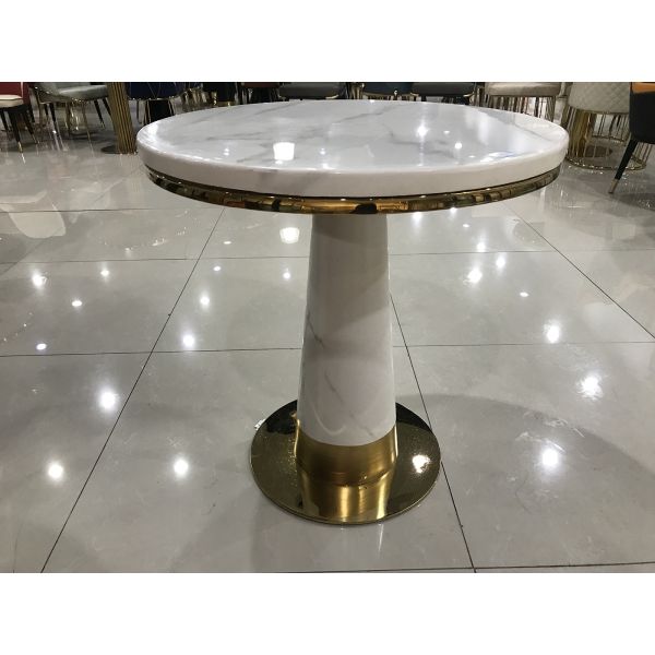 80cm Diameter Modern Wrought Iron Coffee Table With Marble Top