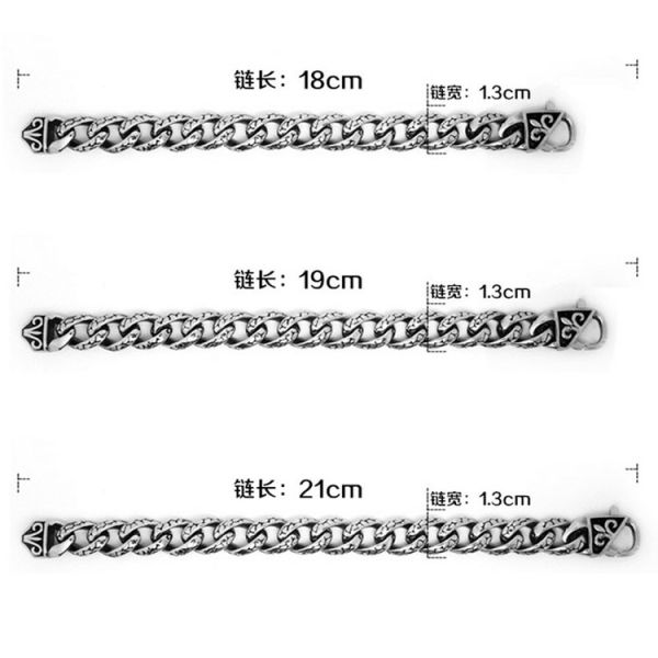 925 Silver Plated Thai Vintage Old Fashion Titanium Stainless Steel Curb Chain Bracelet(CE351)