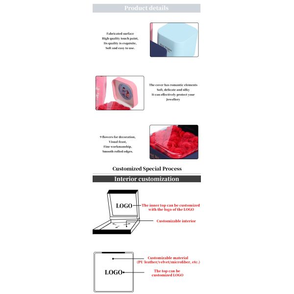 Custom Size Rose Immortal Drawer Flower Jewellery Box For Stud Earrings Pendant