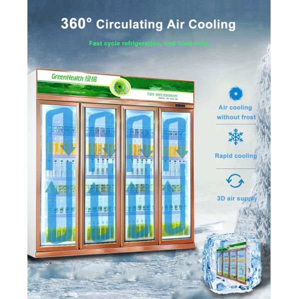 1000L Stand Back Bar Cooler Upright Display Refrigerator Adjustable Shelf For Beer Drink Cold