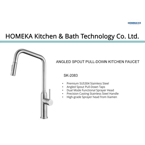 Angled Spout Single Hole Bar Faucet Motion Sensor Kitchen Tap With Extendable Hose
