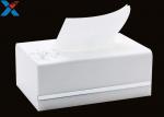 White Custom Acrylic Boxes , Acrylic Tissue Box For Office / Home ROHS