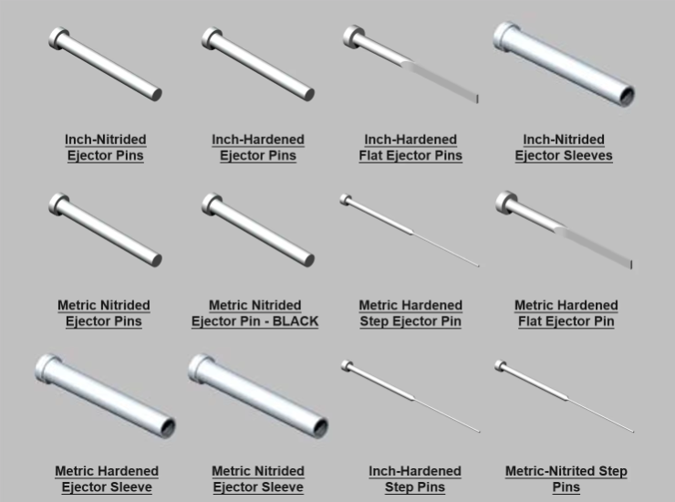 SKD DMS Ejector Pins Plastic Mold Injection AISI H13 S316 Nak80 Material