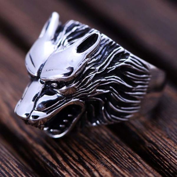 Men's Thailand Sterling Silver Vintage Wolf 925 Silver Ring (R6030807)
