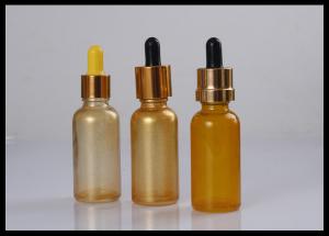 Quality Gold Round 30ml Essential Oil Glass Dropper Bottle Gold Metallic Cap wholesale