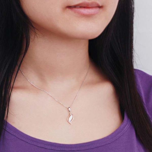White Rose Gold Two Tone Classic Pendant Necklace for Women Gift (GDN009)
