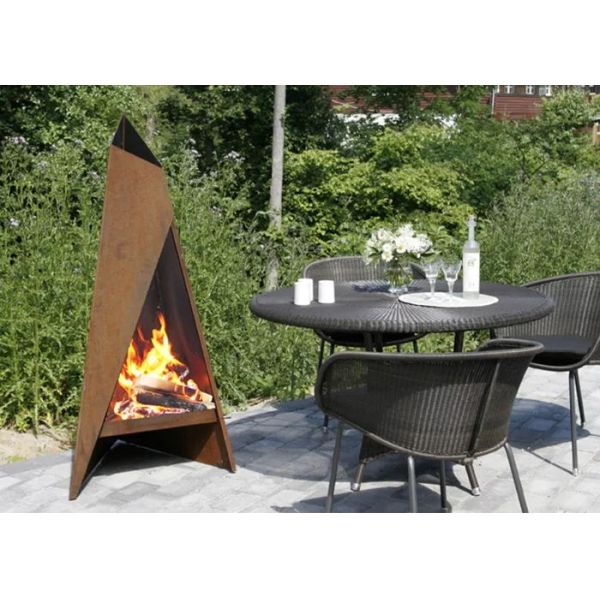 1500mm High Corten Steel Outdoor Fireplace