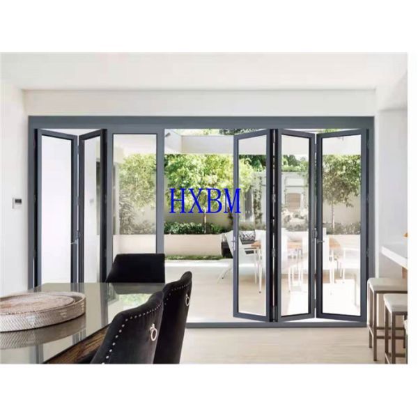 Glass 12A Aluminum Folding Doors 2.0mm Profile Double Glazed