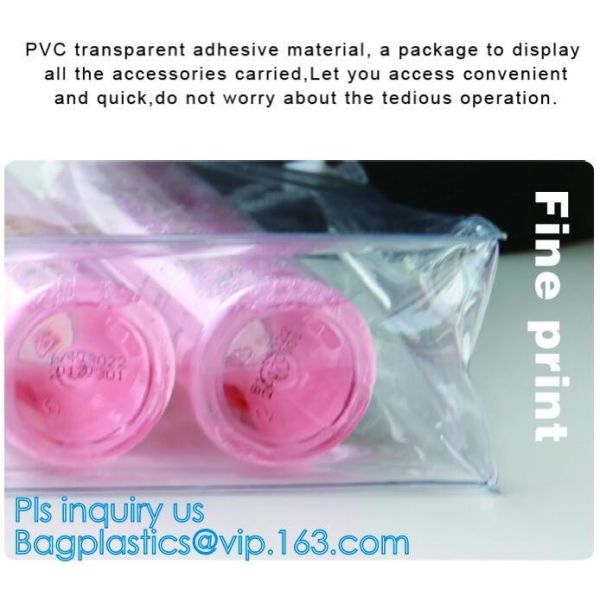 Eco-friendly Red Clear Slider Zipper PVC Cosmetic Make Up Bikini Bag, pvc zipper lock slider bag