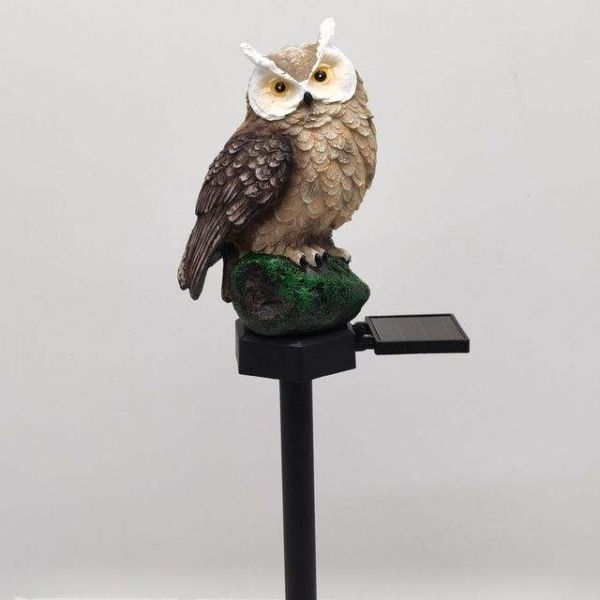 Solar Decorative Resin Craft LED Lawn Garden Owl Light 2700K IP55