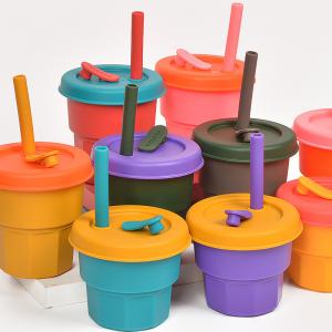 Quality Reusable Nontoxic Silicone Cup With Straw , Portable Silicone Smoothie Cup wholesale