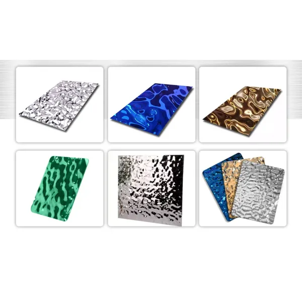 Golden Water Ripple Wave Decorative Color Sheet Mirror 302 304 304L Water Corrugated Stainless Steel Plate