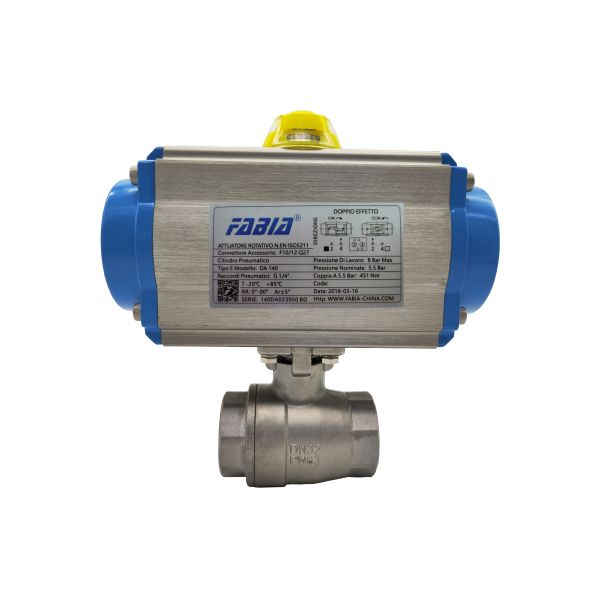 Stainless Steel Pneumatic Ball Valve Air Actuated Two Way Internal Tooth
