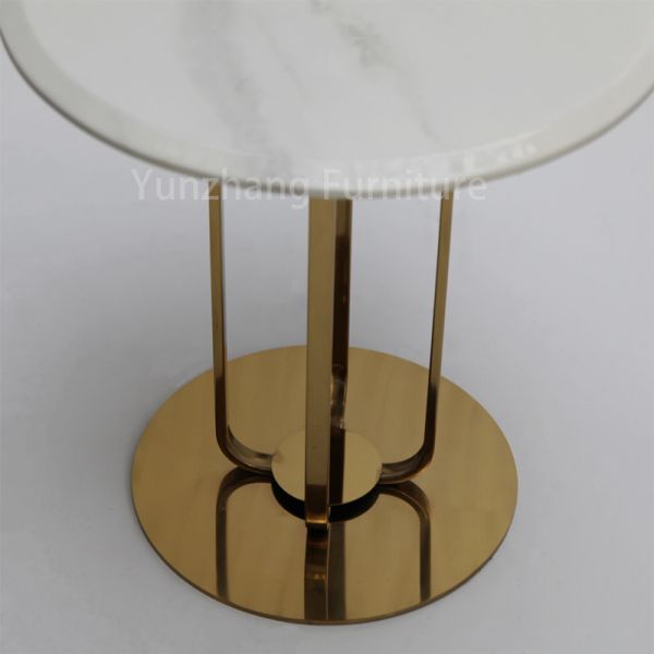 Modern Round Gold Coffee Table Marble Top For Living / Reception Room