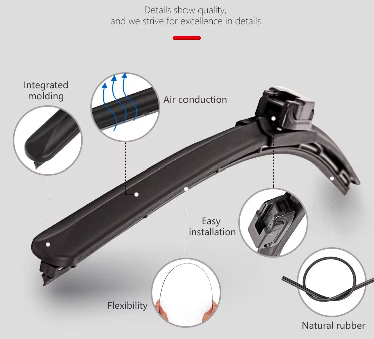 Honda City Rear Silicone Auto Windshield Wipers Blade Heated Replacement With Top Lock