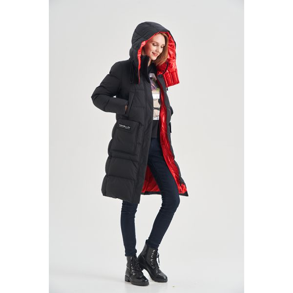 FODARLLOY Women's Down Coats Jacket Women's Zipper Slim Hooded Coat Female Warm Parkas Long Puffer Coats