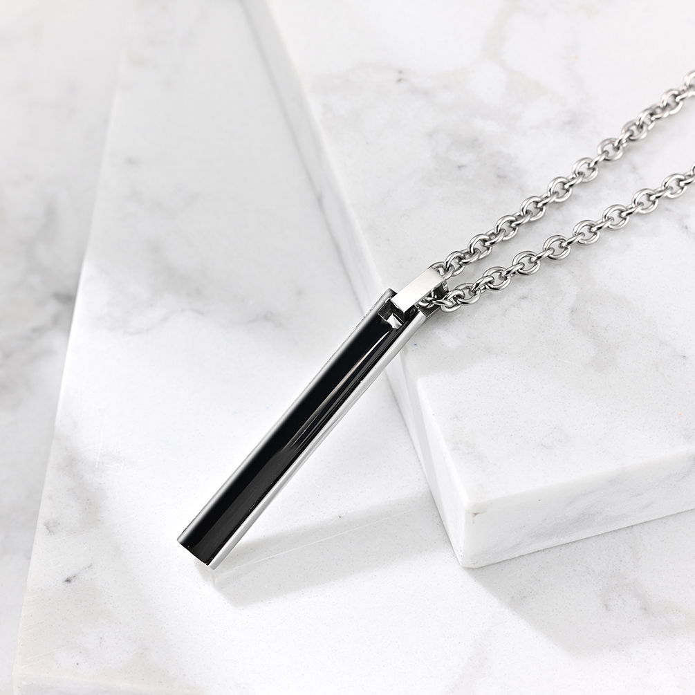 Long Dagger Pencil Pendant Necklace for Men Black Stainless Steel Cross Necklace