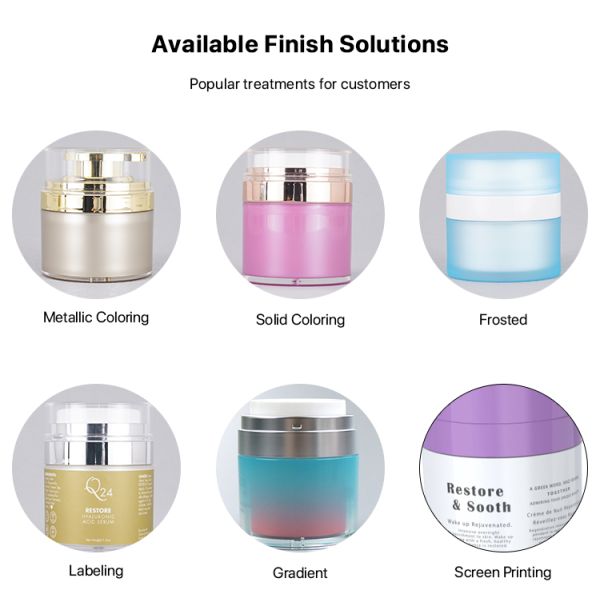 Custom 15ml 30ml 50ml Luxury Acrylic PP Plastic Airless Pump Powder Cream Skincare Empty White Jar For Cosmetic 1oz 2oz
