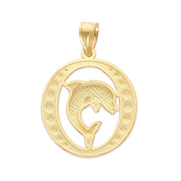 10k Two Tone Gold Dolphin Pendant, Spirit Animal Jewelry, Sea Life Gifts for Her with 18 inch Chain