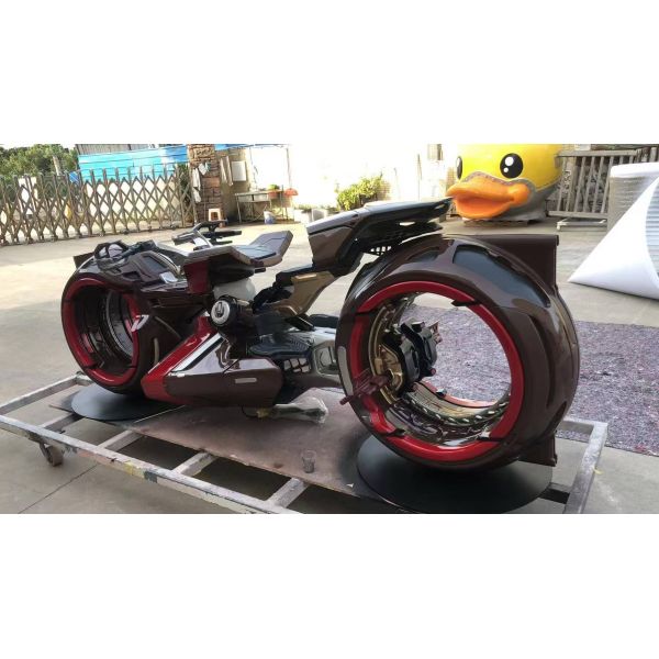 Luminous Motorcycle Disney-themed Decorative Sculpture for Public Spaces, Suitable for Scenic Areas and Outdoor Placement, Made of Cast Copper,