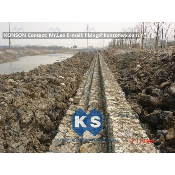 Glavanized Wire Coated PVC Gabions Box / For Retaining Wall