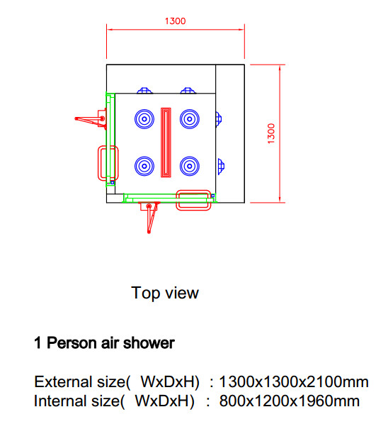 Medical Class 100 Stainless Steel Air Shower With L Type Swing Doors