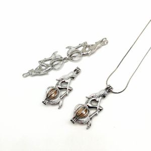 Silver Plated Creative Mermaid Fashion Jewelry Making Pearl Necklace Set